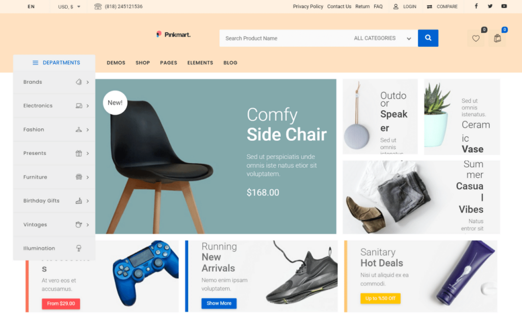 Pinkmart Best eCommerce WordPress Themes